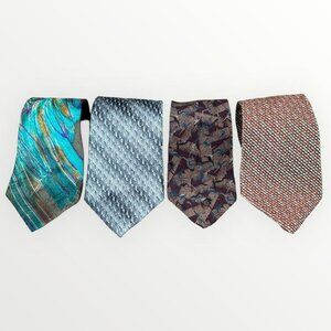 Bundle Silk Ties Lot of 4 Patterned Neckties Multicolor Assorted Brands